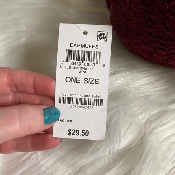 NWT INC International Concepts Womens Burgundy Earmuffs- One Size - Picture 5 of 5